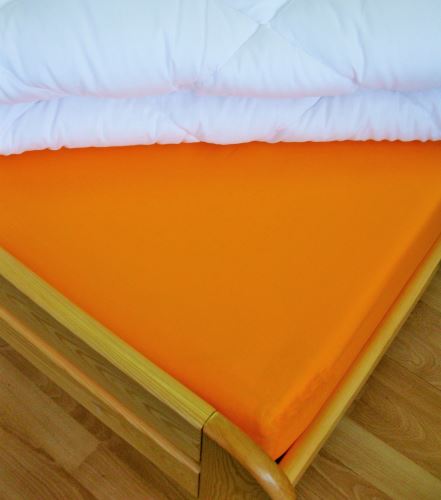 Veratex Bavlněné prostěradlo prodloužené s gumou oranžové  90x220cm