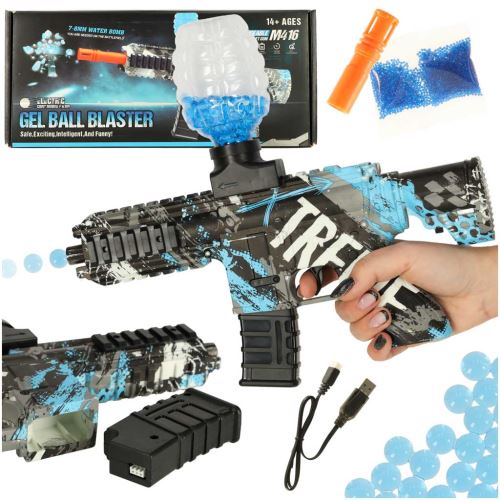 Vodní puška modrá gelová kuličková pistole USB napájená bateriemi 550ks. 7-8mm