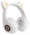 Bezdrátová Bluetooth sluchátka kočičí uši bílá RGB LED