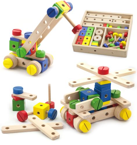 Dřevěná stavebnice Viga Toys 53 prvků v krabici