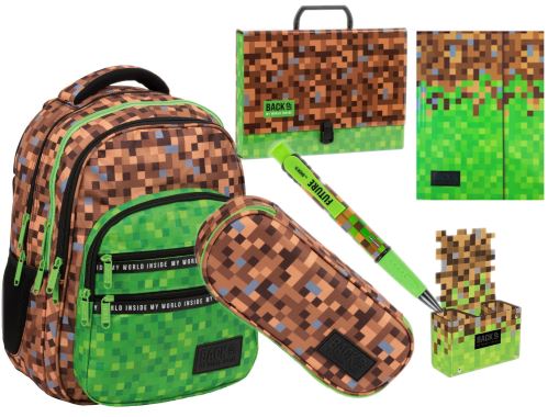 Školní batoh s pixel herní výbavou