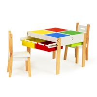 Dřevěný nábytek pro děti prostřený stůl + 2 židle