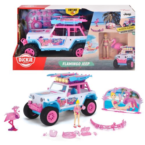 Auto DICKIE Playlife 22cm Jeep Pink Drivez Flamingo