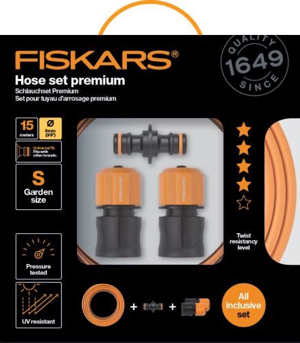 Fiskars Sada zavlažovací hadice Premium 15 m 3/8" (1020447)