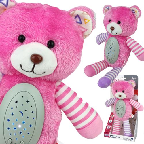 WOOPIE BABY Snuggly Sleeping Projector 2 v 1 Pink Teddy Bear - 10 ukolébavek