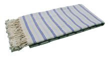 Coton d&#39;Or PS-150:Cotton Beach Peshtemal Ručník 95x185 - Candy Stripes with Herringbone Pattern Blue
