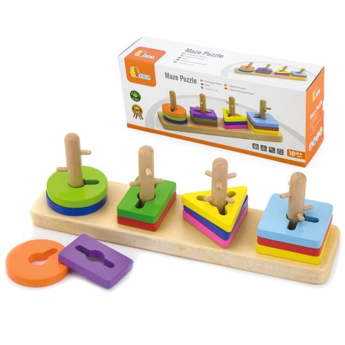 Dřevěné kostky Viga Toys s třídičem tvarů