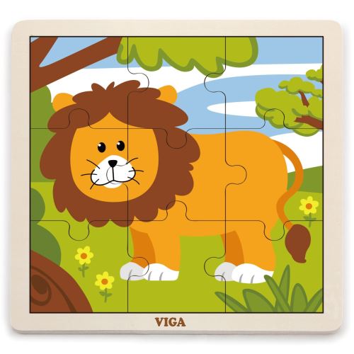 VIGA Handy Wooden Lion Puzzle 9 dílků