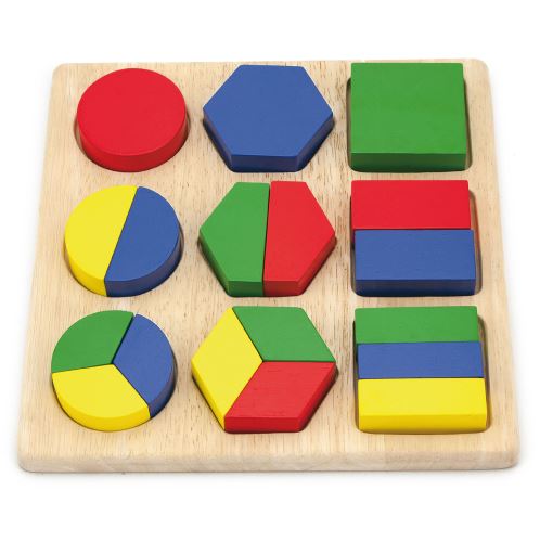 Dřevěné puzzle Viga. Vzory, geometrické postavy, 18 prvků