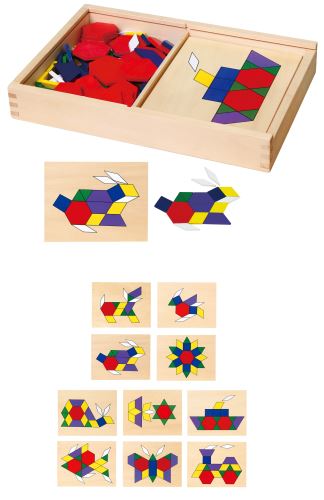 Dřevěná geometrická mozaika Viga Toys Puzzle kostky puzzle 148 el