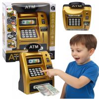 Pokladnička ATM sef černé zlato pin zvuk