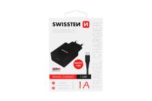 Síťový adaptér Swissten 1A + kabel micro USB, Černý - 8595217464490