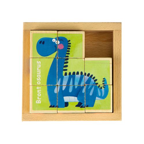 Dřevěné kostky vzdělávací puzzle Dino