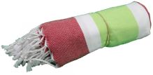 Coton d&#39;Or PS-175:Cotton Beach Peshtemal ručník 95x180 - Bayadere Stripes Pattern Green &amp; Red