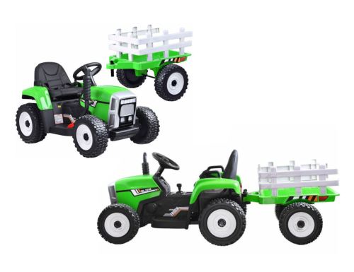 Traktor s přívěsem zelený na  baterii