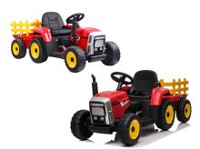 Traktor s přívěsem na baterie červený