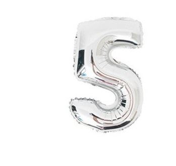 Narozeninový balón pro helium s čísly „5“ 76 cm stříbrný