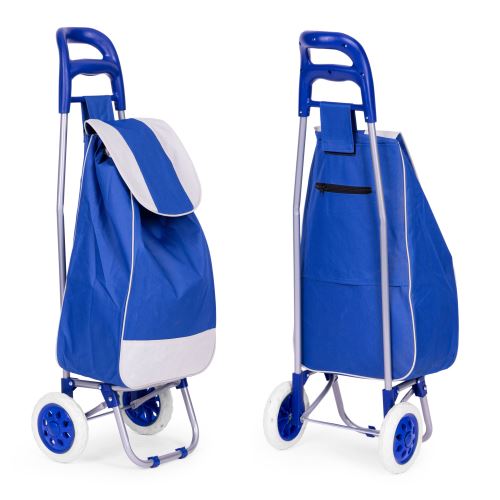 Nákupní košík, 25l taška, na kolečkách, kovový rám, gumová kolečka, modrý ModernHome