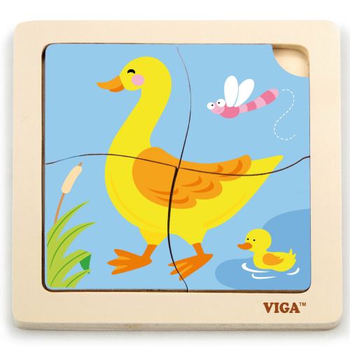 VIGA Praktické dřevěné puzzle s kachnou