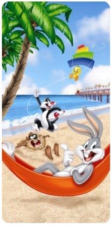 Veratex Froté osuška Bugs Bunny na pláži 75x150 cm