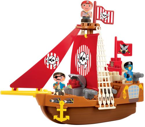 Ecoiffier Abrick Blocks Set Pirátská loď s figurkami pirátů 23 ks.