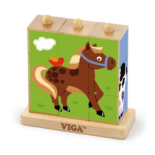 Dřevěné puzzle Puzzle Vzdělávací puzzle Viga Toys Farm 9 prvků