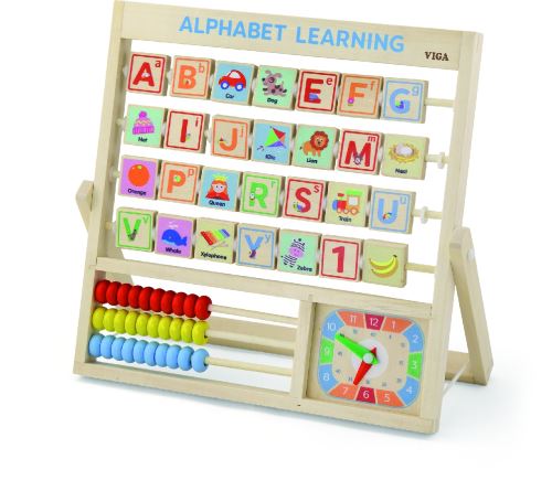 Dřevěná abecední tabule pro výuku angličtiny Hodiny Abacus Viga