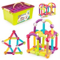 Sada magnetických bloků s cívkou 86 el. prvky pro děti barevné tyčinky