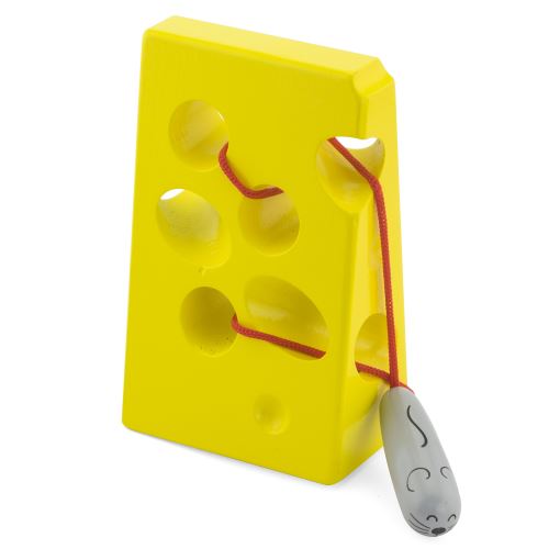 VIGA Dřevěná křížovka Vzdělávací labyrintová myš v sýru