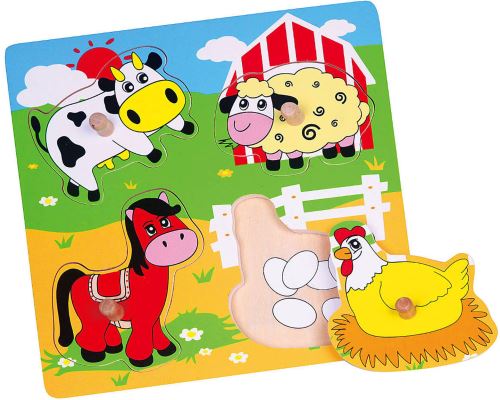 Dřevěné puzzle Farma Puzzle Hračky s překvapením Viga