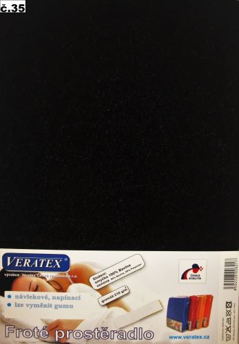 VERATEX Froté prostěradlo jednolůžko 90x200/16cm (č.35-černá)