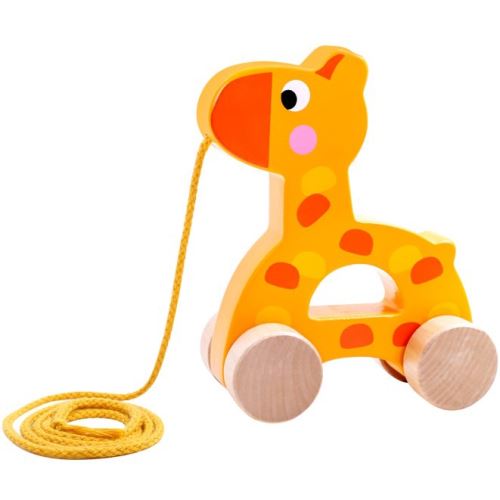 TOOKY HRAČKA Dřevěná žirafa k tahání za provázek