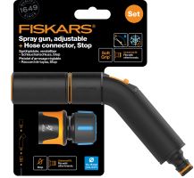 Fiskars Comfort set - nastavitelní zavlažovací pistole + hadicová spojka Comfort STOP 1/2&quot; - 5/8&quot; (1057607)