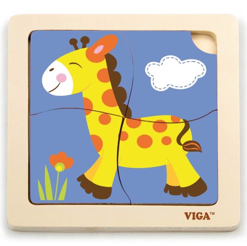 Praktické dřevěné puzzle VIGA žirafa