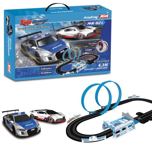 Závodní autodráha policie auto bugatti audi auto dráha set 4,3 m 1:64