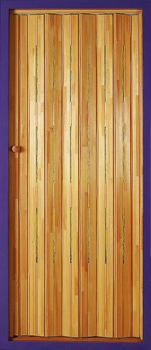 Shrnovací dveře dřevěné borovicové mořené- úzké zluté prosklení