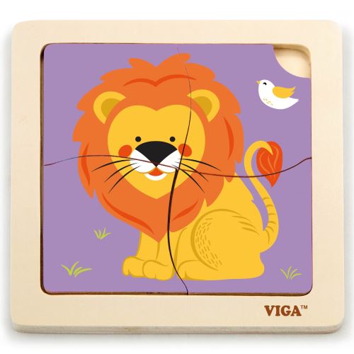 VIGA Praktické dřevěné puzzle lva