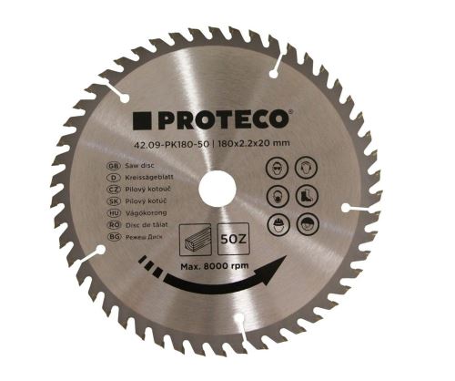 Proteco - 42.09-PK180-50 - kotouč pilový SK 180 x 2.2 x 20 50z + redukce 20/16 mm